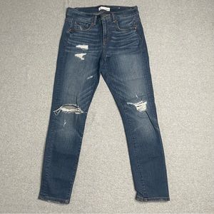 Loft Jeans Womens 26 Slim Pocket Denim Blue Wash Distressed Casual